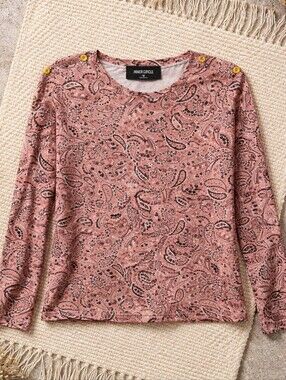 Inner Circle Women's Pink Paisley Long-Sleeve Top